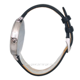 ELLE EL002-1S02L03 Black Silver Dial White Leather Strap